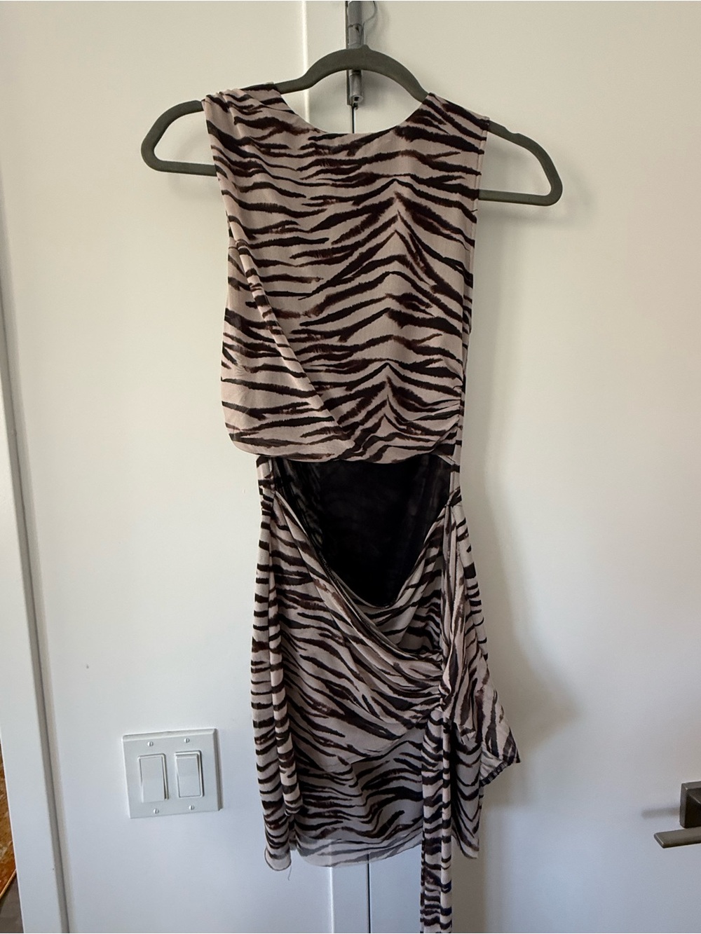Zara Beige and Black Zebra Print Mini Dress